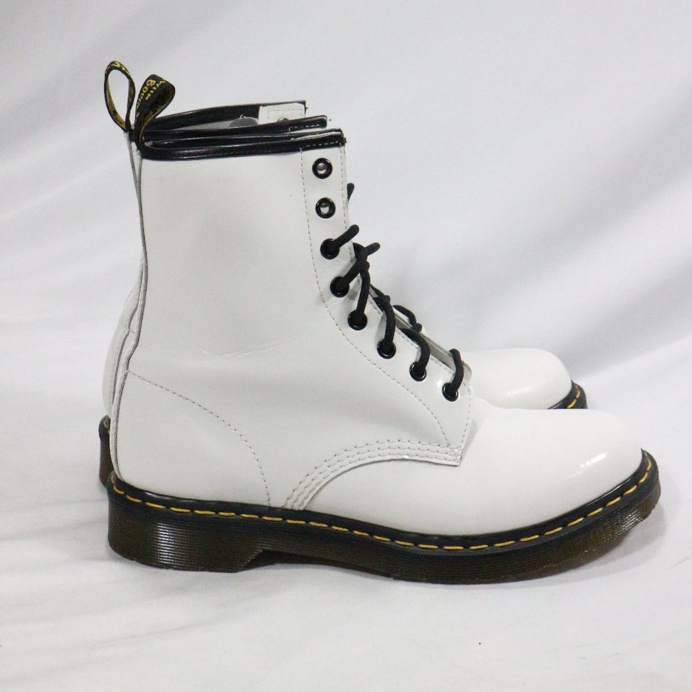 DR. MARTENS 1460 W White Patent Lamper Boots Sz 10 Wmns - Picture 5 of 8